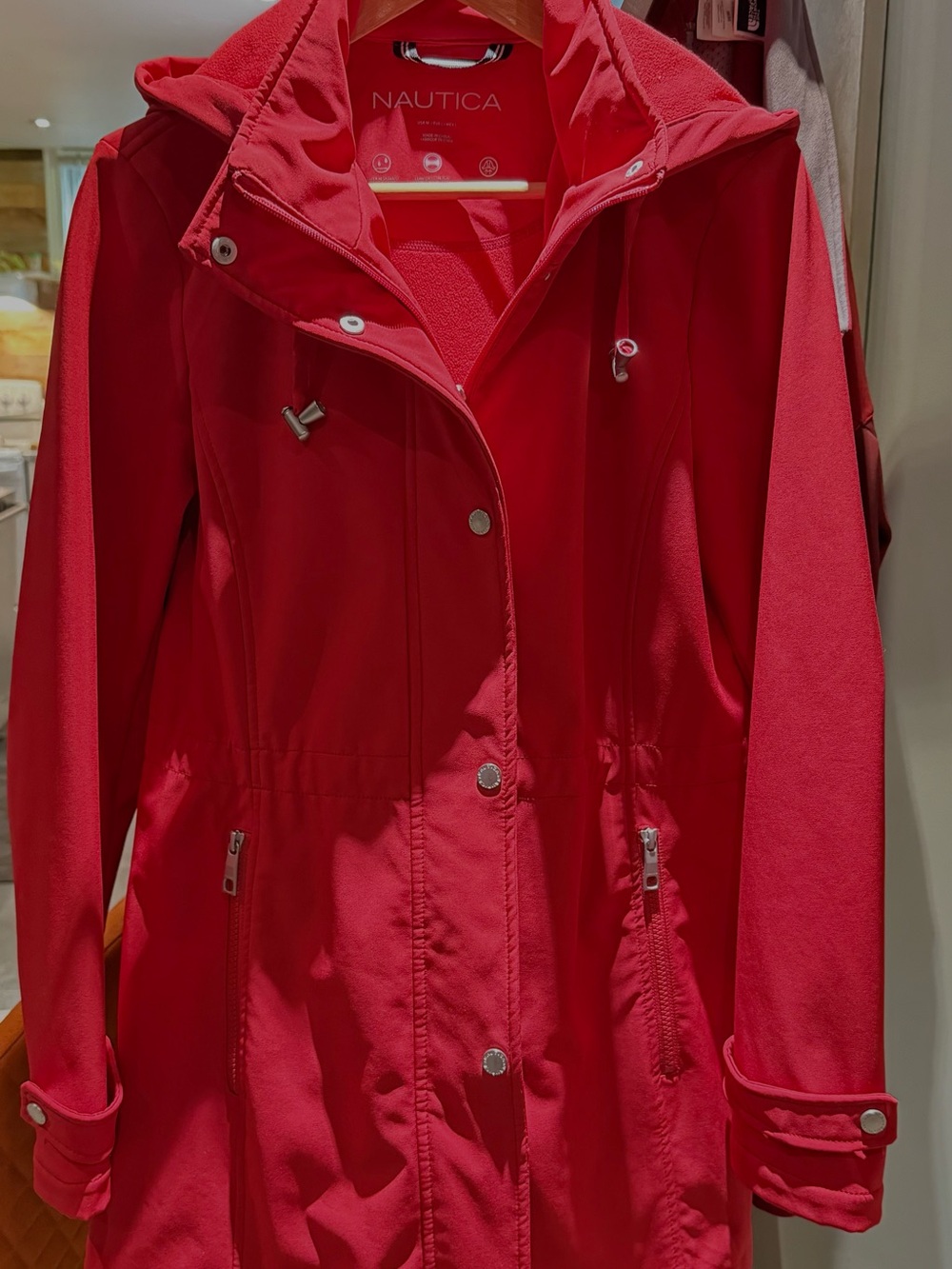 Nautica Women's Red Medium Soft-shell Trench